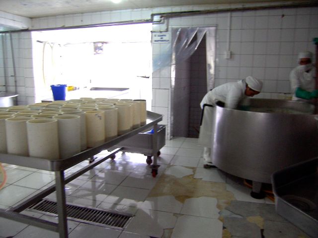 The cheese pressing room.