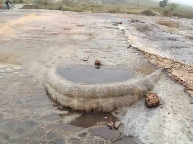 A salt collecting pool at the ancient salt works of Salinas de Guaranda.