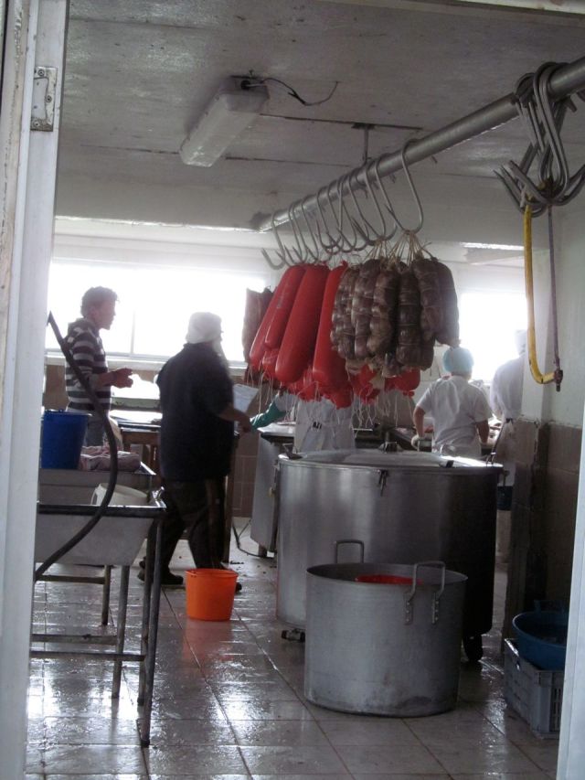 Sausage factory kitchen in Salinas de Guaranda, Bolívar, Ecuador.